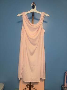 Wild Fable NWT Light Pink Gingham Seersucker Draped Cowl Neck Dress 2X
